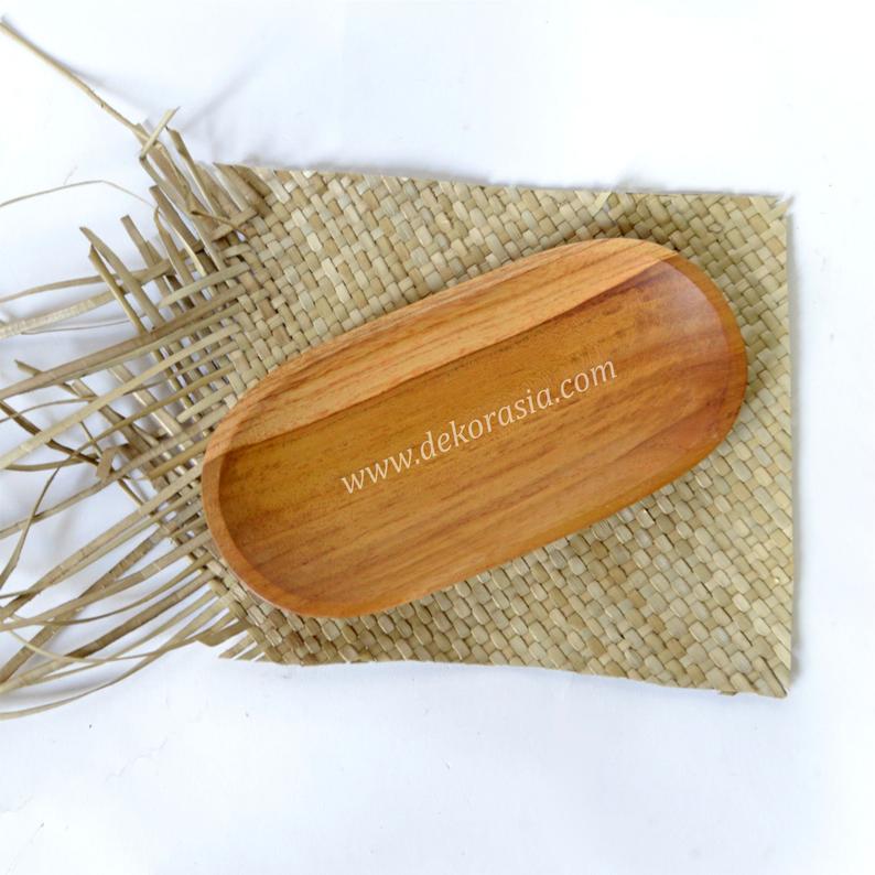 Teak Wood Oval Tray Size 7.8 inches | Kitchenware | Free Shipping
